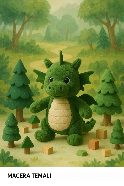 Yeşil Ejderha Peluş Oyuncak – 25 cm Sevimli Yumuşak Dolgulu Çocuk Oyuncağı & Hediye - Resim 2