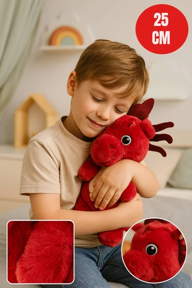 Kiremit Ejderha Peluş Oyuncak – 25 cm Sevimli Yumuşak Dolgulu Çocuk Oyuncağı & Hediye - Resim 2