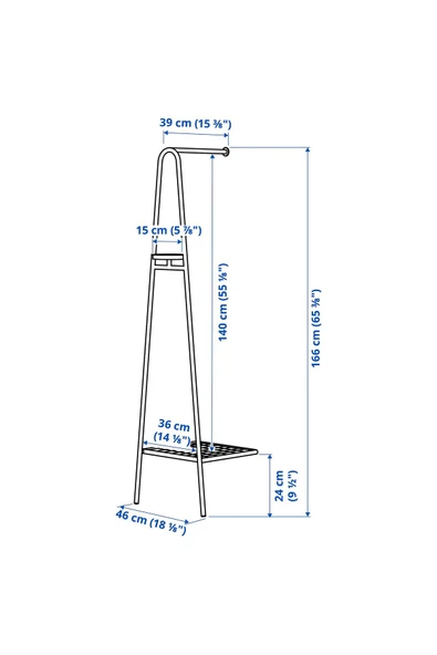 - ALGANAS, ayaklı askılık, siyah, 46x39x166 cm - Resim 6