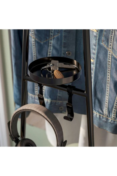 - ALGANAS, ayaklı askılık, siyah, 46x39x166 cm - Resim 4