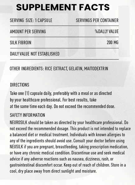 Zeus Nutrition NeuroSilk 200 mg 60 Kapsül - Resim 2