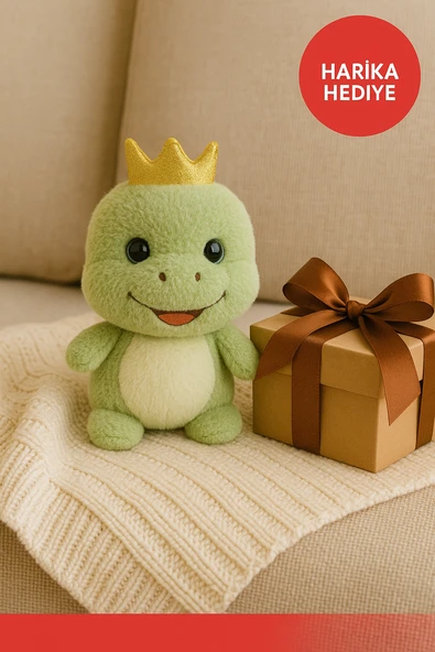 25 CM Taçlı Dino Peluş Oyuncak – Sevimli Yeşil Dinozor | Çocuk Hediyesi & Oyun Arkadaş - Resim 4