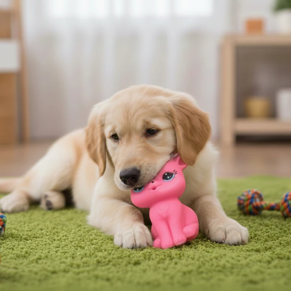 Evcil Hayvan Sesli Geyik Şeklinde Plastik Oyuncak - Resim 3