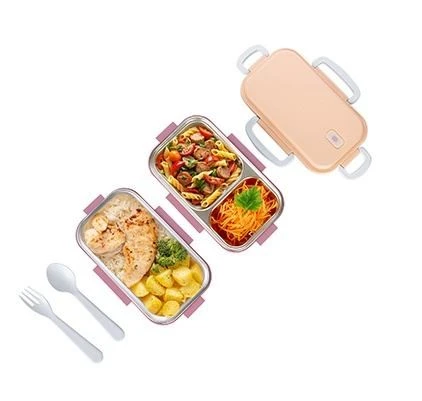 beslenme kabı çelik sefer tası - yemek termosu saklama kabı 2 katlı 400+450=850ml. - Resim 3