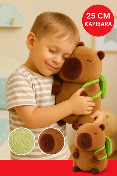 25 cm Koyu Kahverengi Sırt Çantalı Kapibara Peluş Oyuncak – Yumuşak Dolgu Sevimli Maskot ürün görseli 1