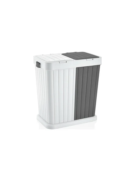 Rio Twins Iki Bölmeli Kirli Sepeti 80 Lt. BEYAZ-ANTRASİT ürün görseli 1