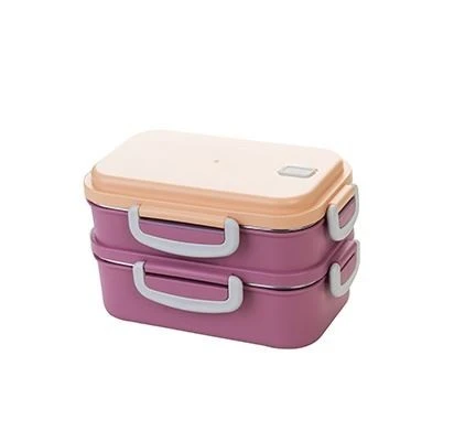 beslenme kabı çelik sefer tası - yemek termosu saklama kabı 2 katlı 400+450=850ml. - Resim 2