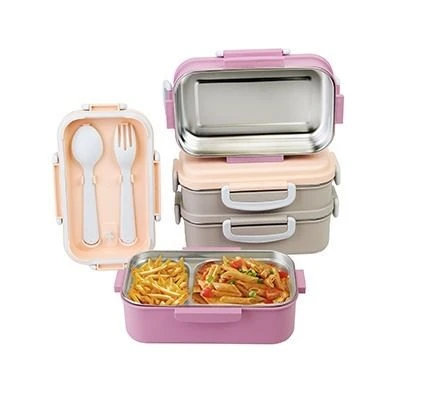 beslenme kabı çelik sefer tası - yemek termosu saklama kabı 2 katlı 400+450=850ml. - Resim 4