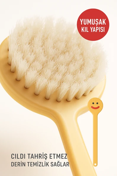Emoji Baskılı Uzun Saplı Kese Fırçası – Sırt Banyo Temizleme ve Peeling Masaj Fırçası - Resim 4