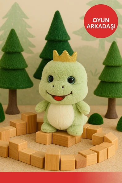 25 CM Taçlı Dino Peluş Oyuncak – Sevimli Yeşil Dinozor | Çocuk Hediyesi & Oyun Arkadaş - Resim 3