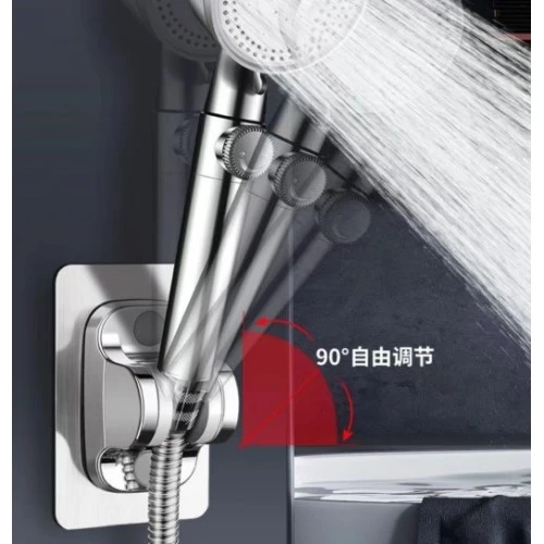 Kademeli Yapışkanlı Duş Başlığı Tutucu Ayarlı SİYAH Yeni - Resim 4