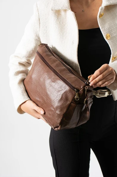 Y.Suni Deri Kadın Postacı Çanta Çok Cepli 30*20 Cm Vegan Deri Bayan Çapraz Askılı Omuz Çantası - Resim 12