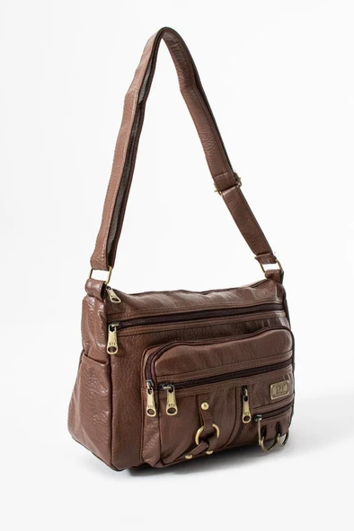 Y.S.Deri Kadın Postacı Çanta Çok Cepli 30*20 Cm Vegan Deri Bayan Çapraz Askılı Omuz Çantası - Resim 11