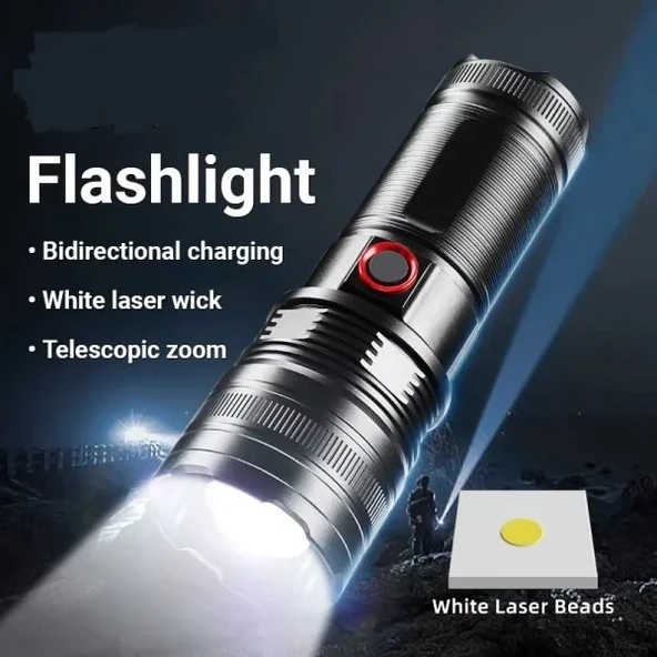 Taktik LED El Feneri 2000m, Güçlü Uzun Menzilli LED El Feneri XA-B702 (5314) - Resim 5