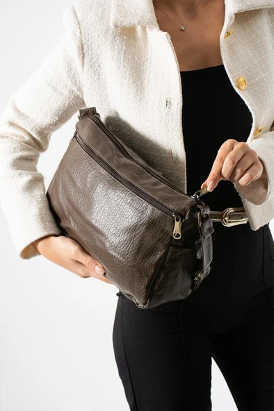 Y.Suni Deri Kadın Postacı Çanta Çok Cepli 30*20 Cm Vegan Deri Bayan Çapraz Askılı Omuz Çantası - Resim 9