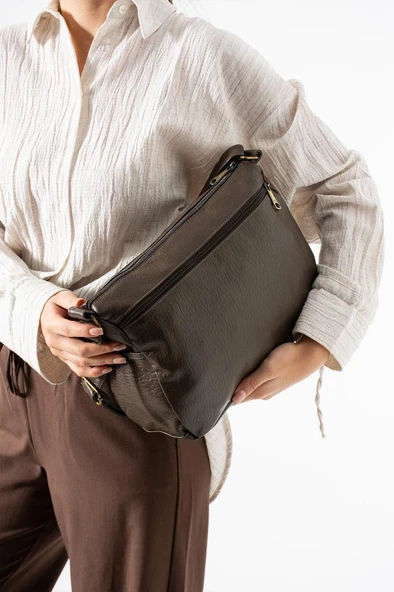 Y.S.Deri Kadın Postacı Çanta Çok Cepli 30*20 Cm Vegan Deri Bayan Çapraz Askılı Omuz Çantası - Resim 14