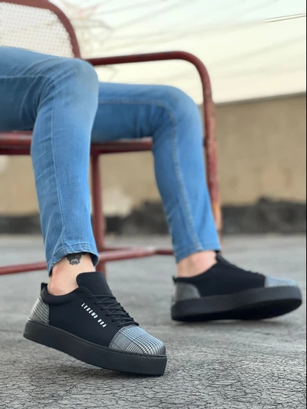 Ba0104 Bağcıklı Siyah Ekose Süet Siyah Taban Spor Klasik Erkek Ayakkabı Erkek Klasik Ayakkabı - Resim 2