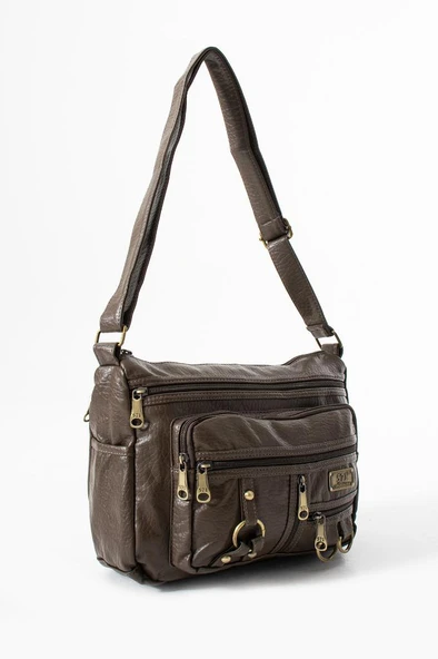 Y.S.Deri Kadın Postacı Çanta Çok Cepli 30*20 Cm Vegan Deri Bayan Çapraz Askılı Omuz Çantası - Resim 3