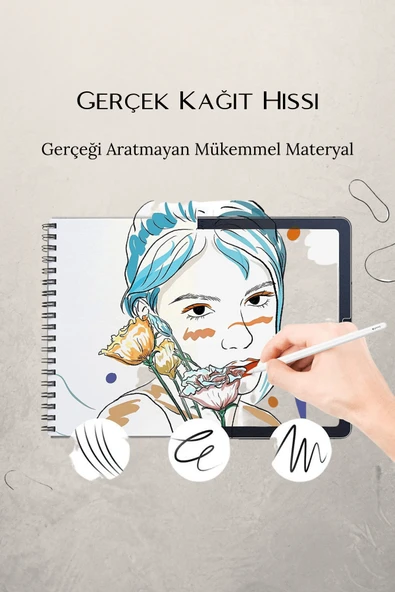 Galaxy Tab S9 FE Plus SM-X610 Uyumlu Gerçek Kağıt Hissi Parlama Önleyici Paper Like Ekran Koruyucu - Resim 2