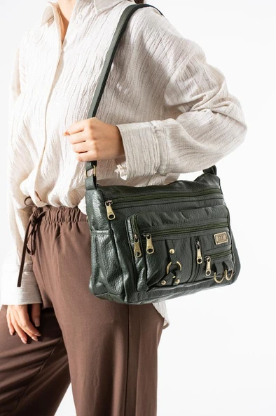 Y.S.Deri Kadın Postacı Çanta Çok Cepli 30*20 Cm Vegan Deri Bayan Çapraz Askılı Omuz Çantası - Resim 19