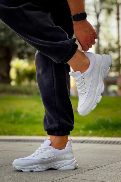 Kb-707 Kuback Beyaz Cilt Yüksek Taban Bağcıklı Günlük Erkek Ayakkabı Erkek Günlük Ayakkabı - Resim 3