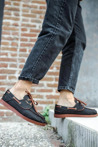 Knack Mevsimlik Keten Ayakkabı 008 Siyah (taba Taban) Kadın Günlük Ayakkabı - Resim 3