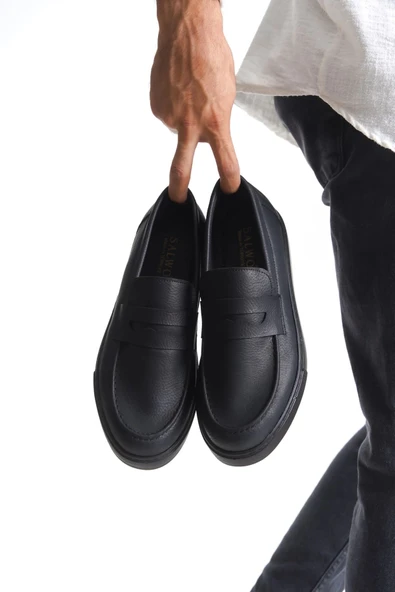 Slw180 Estilo X Bağcıksız Cilt Erkek Günlük Spor Cst - Siyah Erkek Klasik Ayakkabı - Resim 2