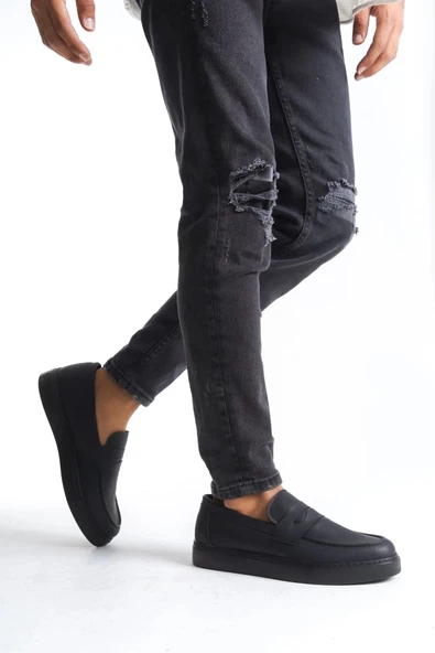 Slw180 Estilo X Bağcıksız Cilt Erkek Günlük Spor Cst - Siyah Erkek Klasik Ayakkabı - Resim 3