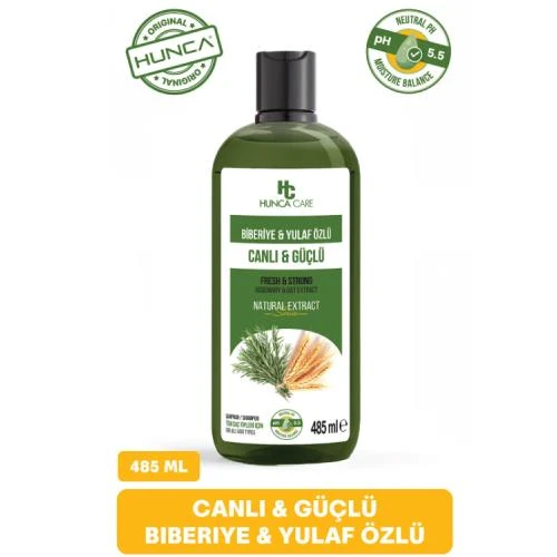 Hunca Care Biberiye ve Yulaf Özlü Şampuan Güçlü Saçlar ve Hızlı Saç Uzamasına Yardımcı 485 Ml ürün görseli 1