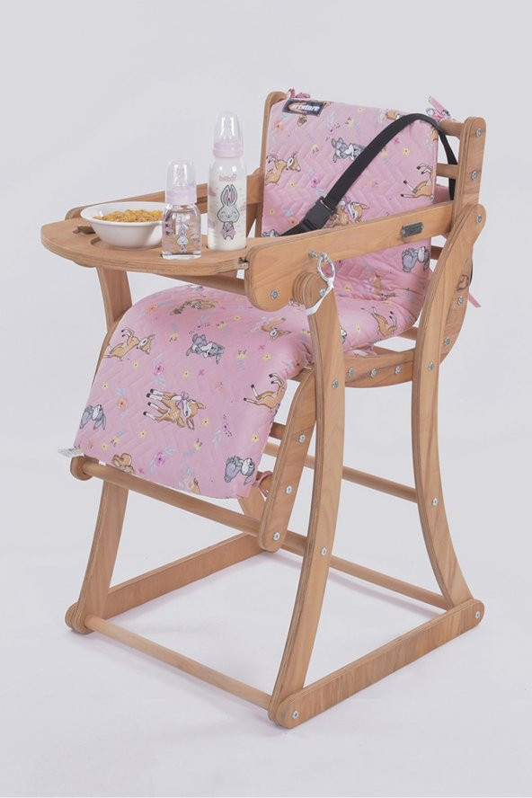 Mama Sandalyesi, Doğal Ahşap Sürgülü Tepsili / Sevimli Dostlar (Wildwood)
