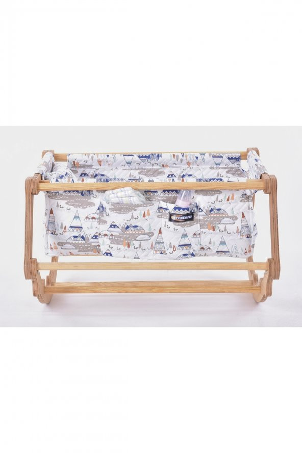 Yeni Doğan Beşik Serisi (Nayeli Baby Düz Modeli) / Mavi Apaçhi Köyü (Apahce Village Blue) - 2