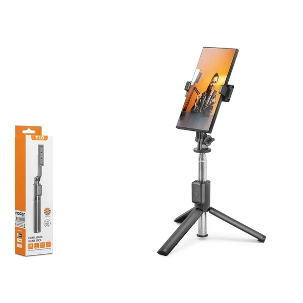 Nodar Nd1040 Tripod Selfie Çubuğu - Bluetooth 5.0 Uzaktan Kumandalı 67Cm Siyah ürün görseli 1