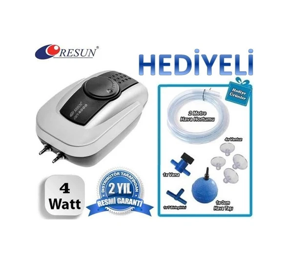 Resun Air 4000 Çift Çıkışlı Akvaryum Hava Motoru 4,5 L/Dk Hediyel ürün görseli 1