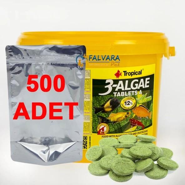 500 Adet Tropical 3-Algae Tablets A Kovadan Bölme Tablet Balık Ye - Resim 2