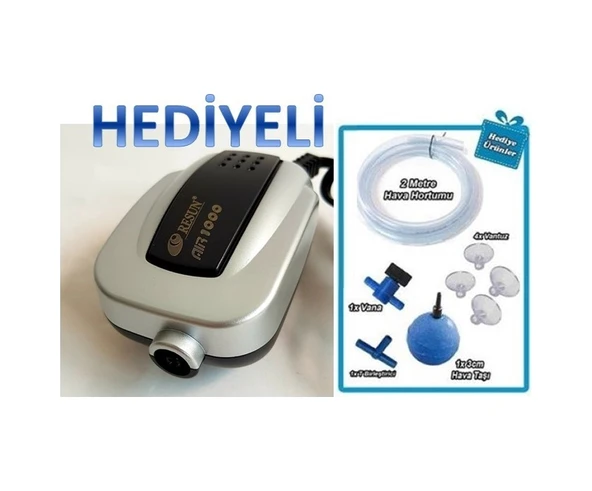 Resun Air 1000 Tek Çıkışlı Akvaryum Hava Motoru 1,2 L/Dk Hediyeli ürün görseli 1