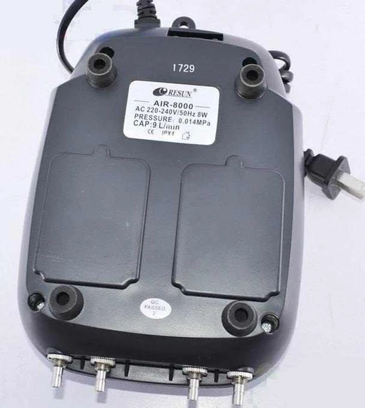 Resun Air 8000 Dört Çıkışlı Akvaryum Hava Motoru 9 Lt/Dakika - Resim 7