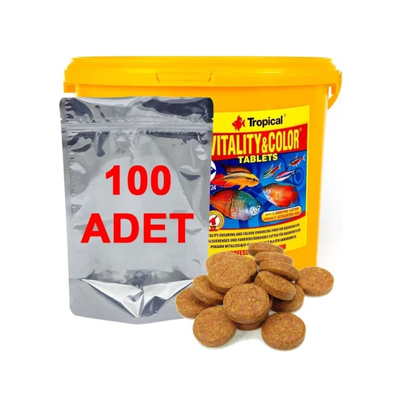 100 Adet Tropical Vitality&Color Tablet Kovadan Bölme Balık Yemi - Resim 2