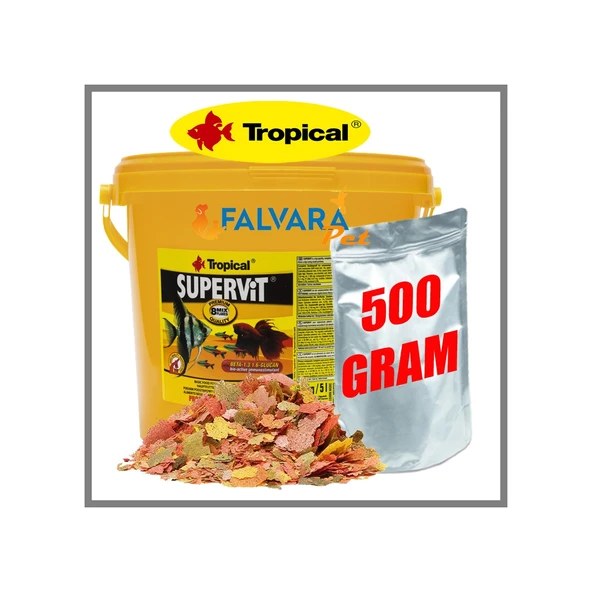 Tropical Süpervit Flakes Balıklar İçin Pul Yem 500 G - Resim 2