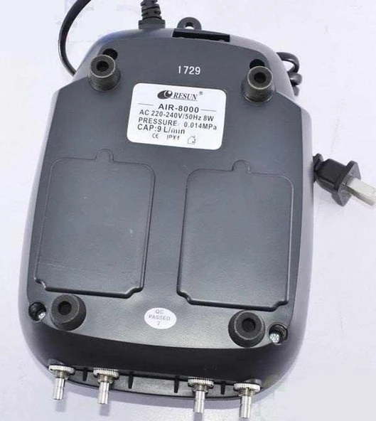 Resun Air 8000 Dört Çıkışlı Akvaryum Hava Motoru 9 Lt/Dk+ Hava Seti - Resim 3