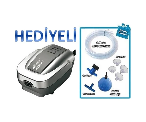 Resun Air 3000 Çift Çıkışlı Akvaryum Hava Motoru 3 Lt/Dk Hediyeli ürün görseli 1