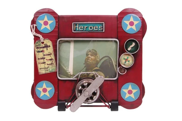 Dekoratif Metal Çerçeve Uçak Temalı Vintage Hediyelik ürün görseli 1