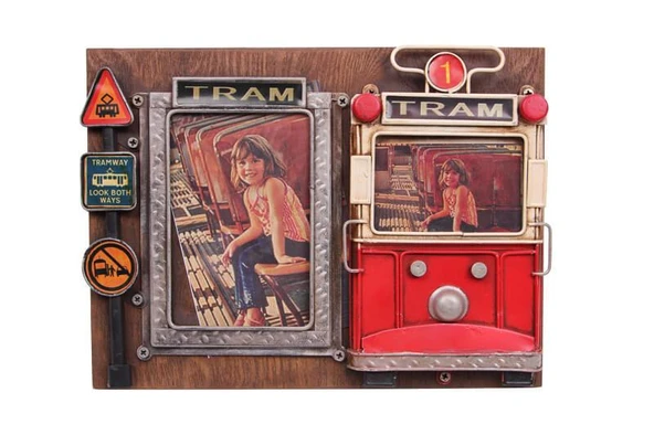 Dekoratif Metal Çerçeve Tramvay Dekorlu Vintage Hediyelik ürün görseli 1
