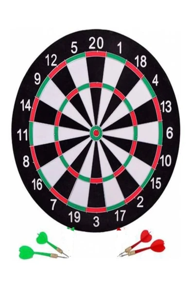 AHŞAP RENKLİ DART TAHTASI 29 CM + 4 ADET RENKLİ METAL OK ürün görseli 1