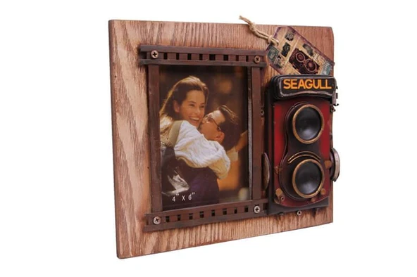 Dekoratif Metal Çerçeve Fotoğraf Makinesi Dekorlu Hediyelik - Resim 2
