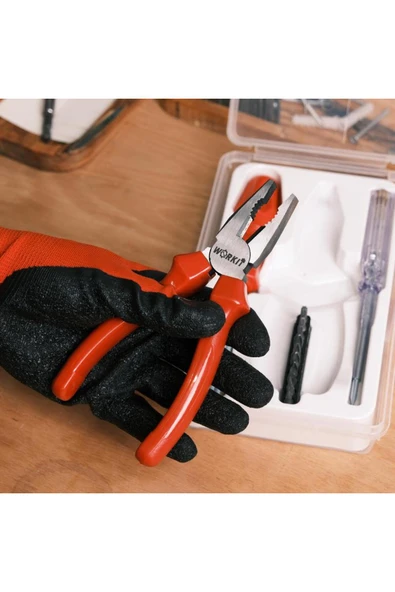 Work It 13 Parça Pense ve Vidalama Seti - 180mm Pense + Bits Uç Tutucu + 10 Parça Bits Uç+ Kontrol Kalemi - Resim 6