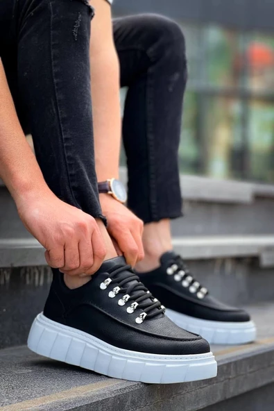 Kb-x10 Kuback Siyah Cilt Beyaz Yüksek Taban Günlük Spor Ayakkabı Kadın Günlük Ayakkabı ürün görseli 1