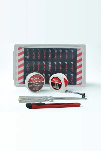 Work It 4 Parça Alet Seti - Kontrol Kalemi + İzole Elektrik Bandı + Metre(3m) + Maket Bıçağı(9mm) ürün görseli 1