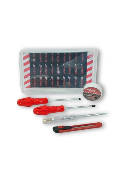Work It 5 Parça Alet Seti - Düz T.Vida + Yıldız T.Vida + Kontrol Kalemi + M.Bıcağı+ İzole Elektrik Bandı ürün görseli 1