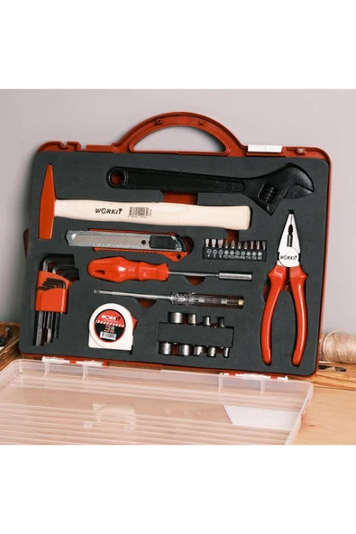 Work It 35 Parça El Aleti Seti - Pense, Bits Tornavida&Uç Seti, Lokma, Alyan, Çekiç, Metre - Resim 6