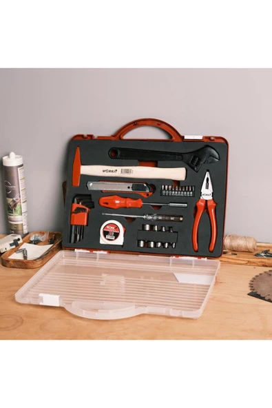 Work It 35 Parça El Aleti Seti - Pense, Bits Tornavida&Uç Seti, Lokma, Alyan, Çekiç, Metre - Resim 8